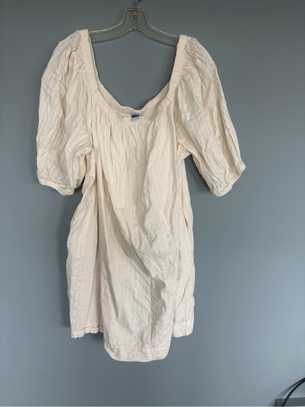 Old Navy Cream off the shoulder linen material (lined) mini dress